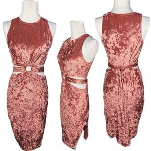 Crushed Velvet Bodycon Dress Medium Balletcore Prom Glam Coquette Cocktail Party